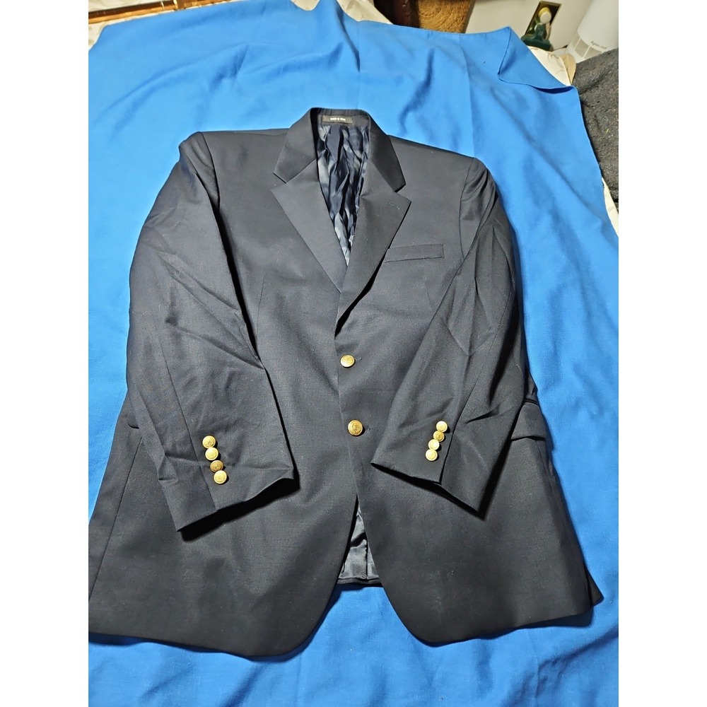 Lauren Ralph Lauren Wool Blazer Jacket Navy Gold Buttons Academia LRL 44R